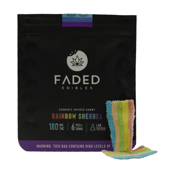 Faded Edibles – Rainbow Sherbet – 180mg | Just Cannabis Canada