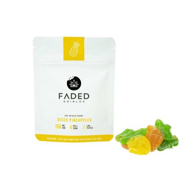 Faded Edibles – CBD 150mg Diced Pineapples | Just Cannabis Canada