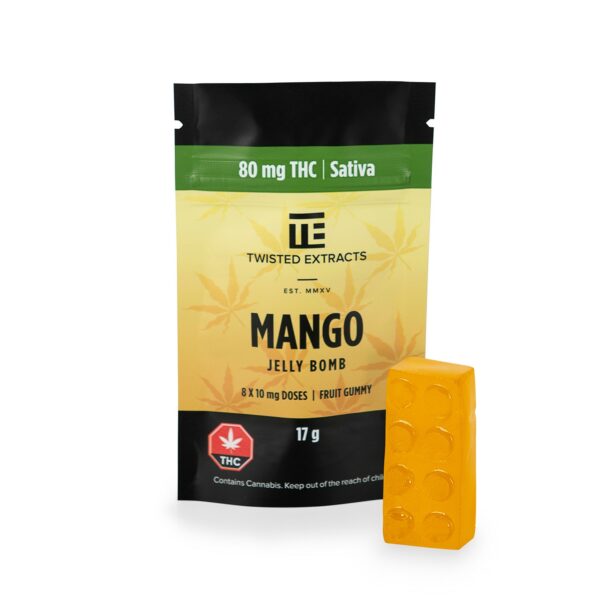 Twisted Extracts- Mango Jelly bomb – SATIVA – 80MG THC | Just Cannabis Canada