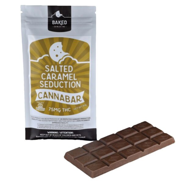 Baked Edibles – Chocolate Bar – Salted Caramel Seduction 75mg THC | Just Cannabis Canada