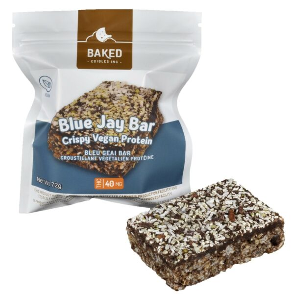 Baked Edibles – Crispy Vegan Blue Jay Bar 40mg THC | Just Cannabis Canada
