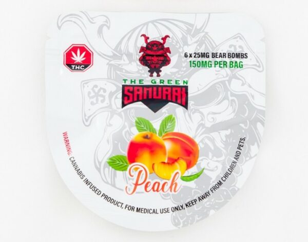 The Green Samurai – Peach Gummies – 150mg | Just Cannabis Canada