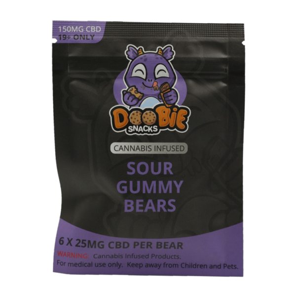 Doobie Snacks – CBD Sour Gummy Bears – 150mg CBD | Just Cannabis Canada