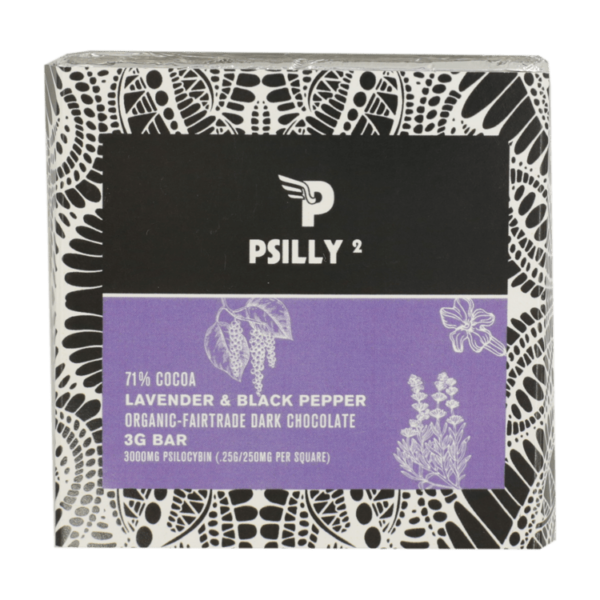 Psilly – Dark Chocolate Bar – Lavender & Black Pepper | Just Cannabis Canada