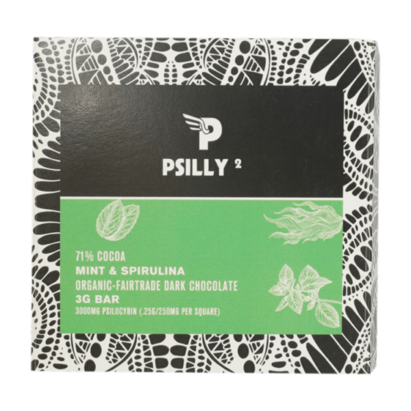Psilly – Dark Chocolate Bar – Mint & Spirulina | Just Cannabis Canada