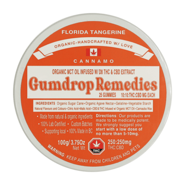 Gumdrop Remedies – Florida Tangerine 1:1 Gummies – 250mg THC/250mg CBD | Just Cannabis Canada