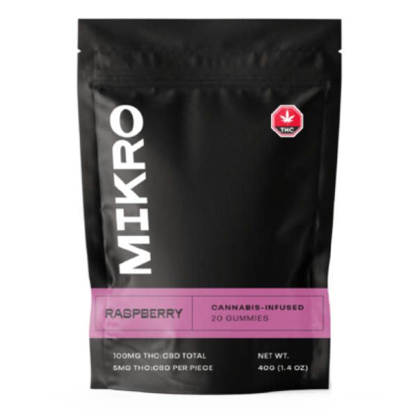 Mikro – 1:1 THC/CBD Gummies – 100mg – Raspberry | Just Cannabis Canada