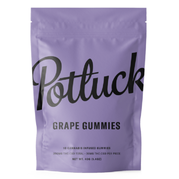 Potluck Extracts – Grape Gummies (1:1) – 100mg THC / 100mg CBD | Just Cannabis Canada