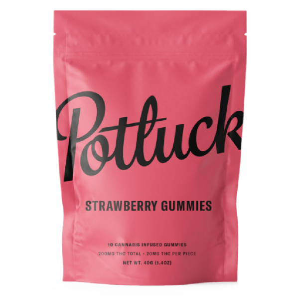 Potluck Extracts – Strawberry Gummies – 200mg THC | Just Cannabis Canada