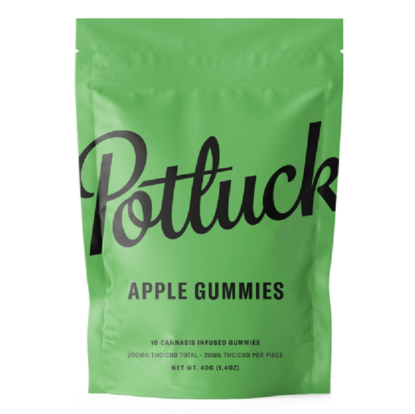 Potluck Extracts – Apple Gummies (1:1) – 100mg THC / 100mg CBD | Just Cannabis Canada